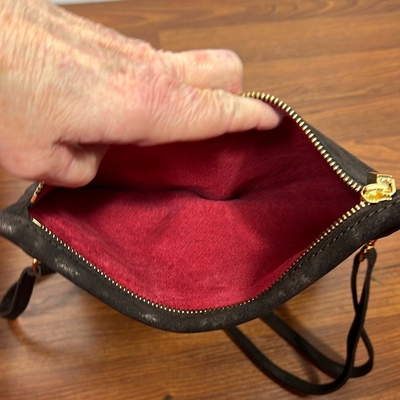 Hammitt  Brown Suede Crossbody Gold Tone Hardware Red Interior EUC - Picture 10 of 16